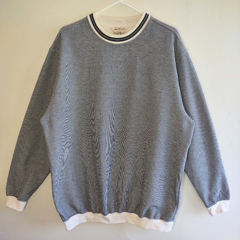 Y2K Norm Thompson Men's Pullover Sweatshirt Size XL Striped Retro Preppy